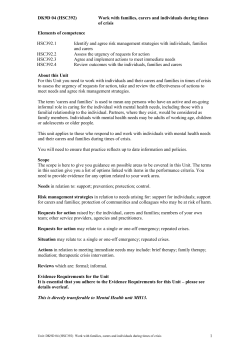 (HSC392) Work with families, carers and individuals during