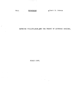 ECONOMICS EXPECTED UTILITY,RISK,AND THE THEORY OF