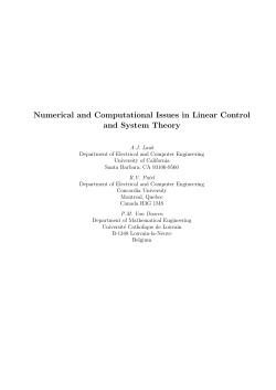 Numerical and Computational Issues in Linear Control and System