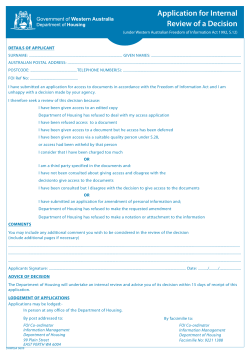 Application for Internal Review of a Decision