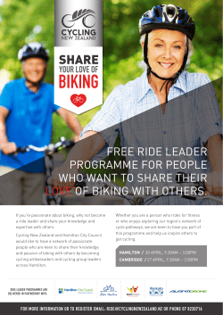 FREE RIDE LEADER PROGRAMME FOR PEOPLE WHO WANT TO