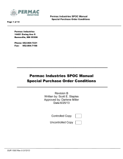 Permac Industries SPOC Manual Special Purchase Order Conditions