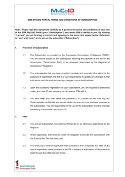SSM MYCOID PORTAL TERMS AND CONDITIONS