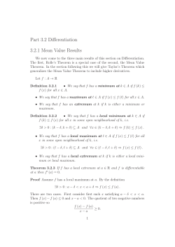 Part 3.2 Differentiation 3.2.1 Mean Value Results