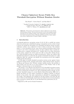 Chosen Ciphertext Secure Public Key Threshold Encryption Without