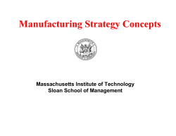 Manufacturing Strategy Concepts - Massachusetts Institute of