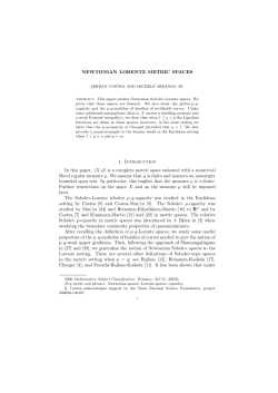 NEWTONIAN LORENTZ METRIC SPACES 1. Introduction In