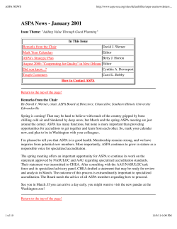 ASPA NEWS - Association of Specialized and Professional Accreditors