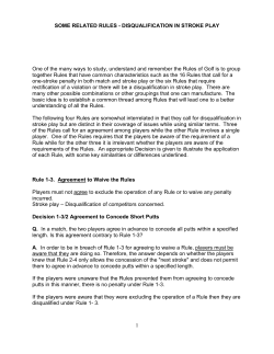 1 SOME RELATED RULES - DISQUALIFICATION IN STROKE PLAY