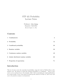 STP 421 Probability Lecture Notes