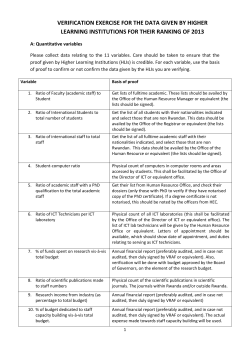 VERIFICATION EXERCISE FOR THE DATA GIVEN BY HIGHER