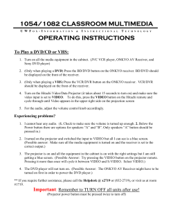1012 CLASSROOM MULTIMEDIA OPERATING INSTRUCTIONS