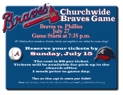 Braves vs. Phillies July 27 Game Starts at 7:35 p.m.