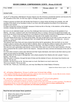 Niveau atteint : A1 A2 B1 Note