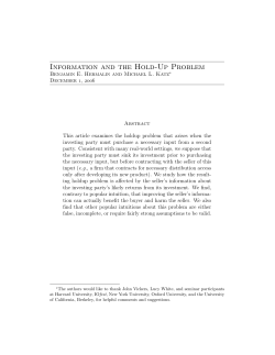 Information and the Hold-Up Problem