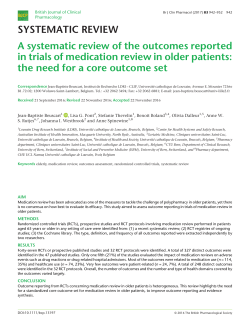 A systematic review of the outcomes reported in trials of medication