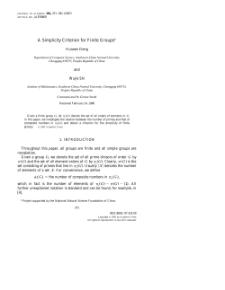 A Simplicity Criterion for Finite Groups