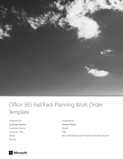 Office 365 FastTrack Planning Work Order Template