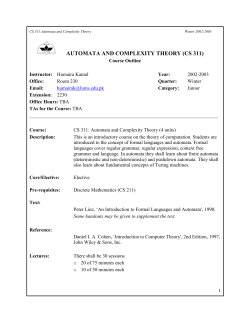 CS 311 Automata and Complexity Theory
