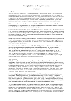 Pursuing Best Value for Money in Procurement