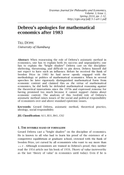 Debreu`s apologies for mathematical economics after 1983