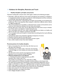 1.1 Guidance for Discipline, Restraint and Touch