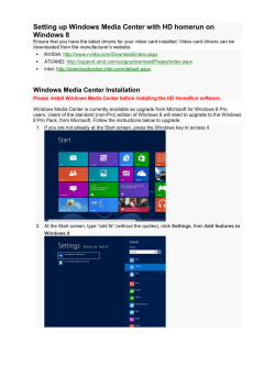 Setting up Windows Media Center with HD homerun on Windows 8
