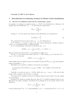 1 Introduction to reducing variance in Monte Carlo simulations