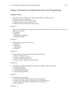 Chapter 2 Introduction to Optimization and Linear