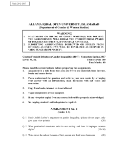 Course: Feminist Debates on Gender Inequalities (4647) Semester