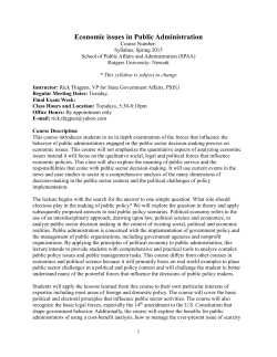Economic issues in Public Administration