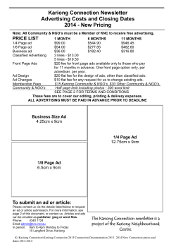 Kariong Connection Newsletter Advertising Costs and Closing