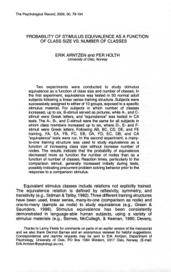 probability of stimulus equivalence as a function of
