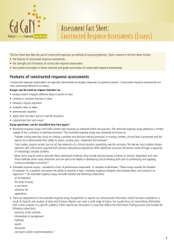Assessment Fact Sheet: Constructed Response