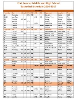 Fort Sumner Middle and High School Basketball Schedule 2016-2017