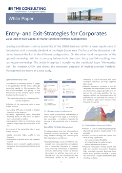Entry-‐ and Exit-‐Strategies for Corporates