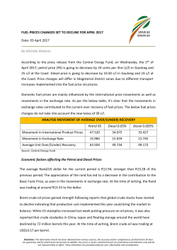 Fuel prices changes set to decline for April 2017