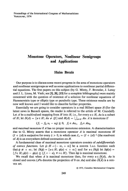 Monotone Operators, Nonlinear Semigroups and Applications Haim
