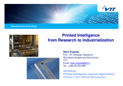 Printed Intelligence from Research to Industrialization