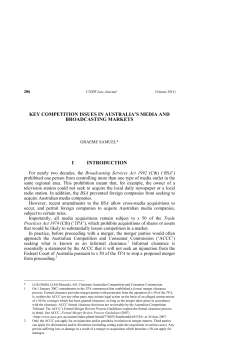key competition issues in australia`s media and