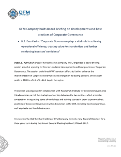 DFM Company holds Board Briefing on developments and best