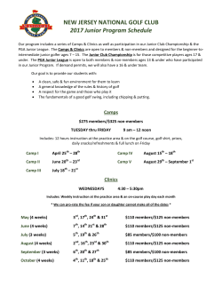 NEW JERSEY NATIONAL GOLF CLUB 2017 Junior Program