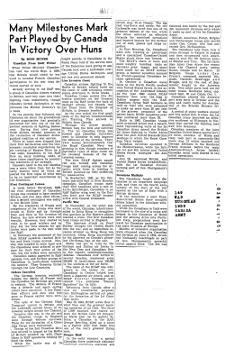 Many Milestones Mark Part Played by Canada 1,In Victory Over Huns