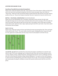 ACTIVITIES FOR COACHES TO USE Eyes/Knees/Toes/Ball