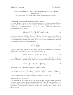 Quantum Gravity and the Renormalization Group Assignment 10
