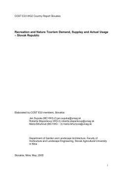 COST E33 WG2 Country Report Slovakia