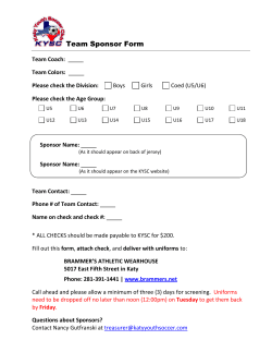 Team Sponsor Form - Katy Youth Soccer Club