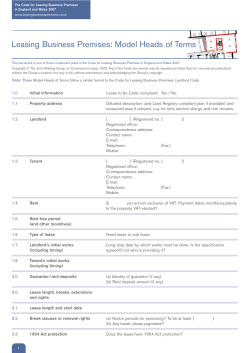 Leasing Business Premises: Model Heads of Terms