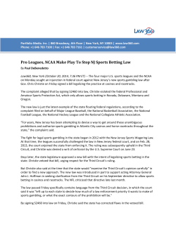 Pro Leagues, NCAA Make Play To Stop NJ Sports Betting Law