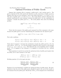 Optimal Provision of Public Goods